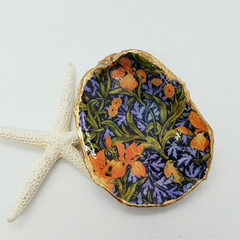 Elegant Iris Oyster Shell Design - William Morris Inspired Trinket/Ring Dish - Gift Boxed