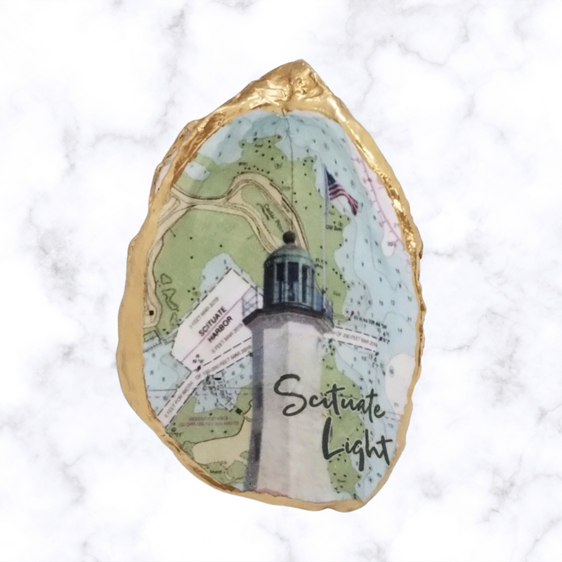 Scituate Light - Beautiful Lighthouse Shell Art - Trinket/Ring Dish - Lighthouse Lover - Hostess Gift -  Gift Boxed - Collectors Item