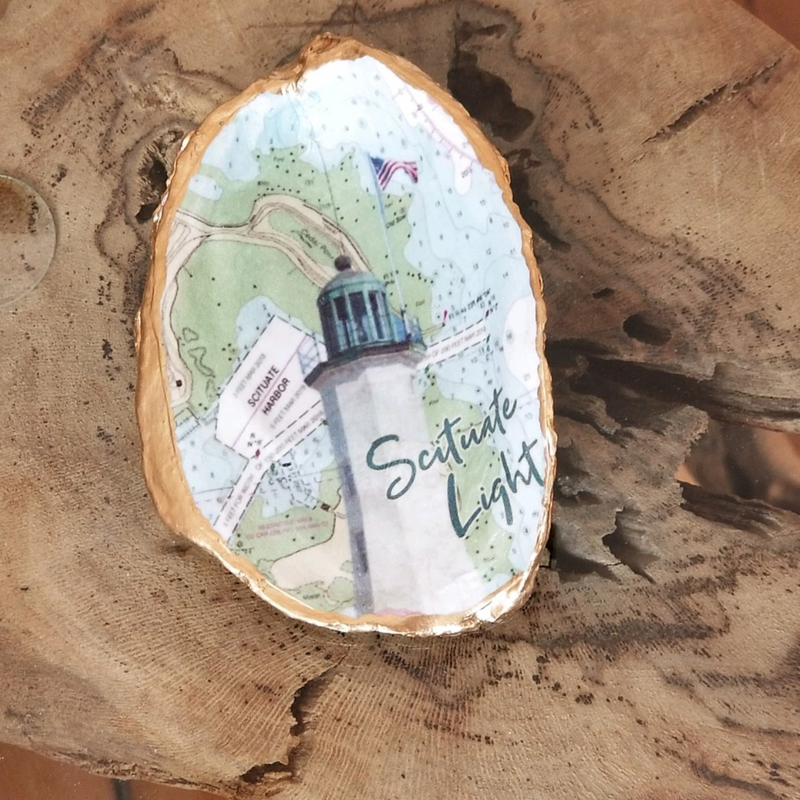 Scituate Light - Beautiful Lighthouse Shell Art - Trinket/Ring Dish - Lighthouse Lover - Hostess Gift -  Gift Boxed - Collectors Item